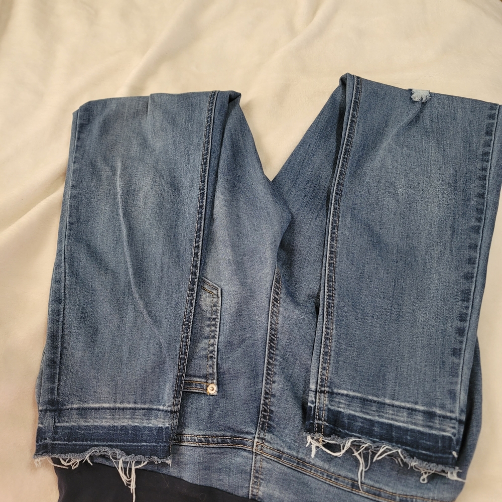 Time Tru Maternity Jeans Sz 8 10 Medium Blue‎ Distressed Denim Pregnancy Pants - Picture 3 of 6
